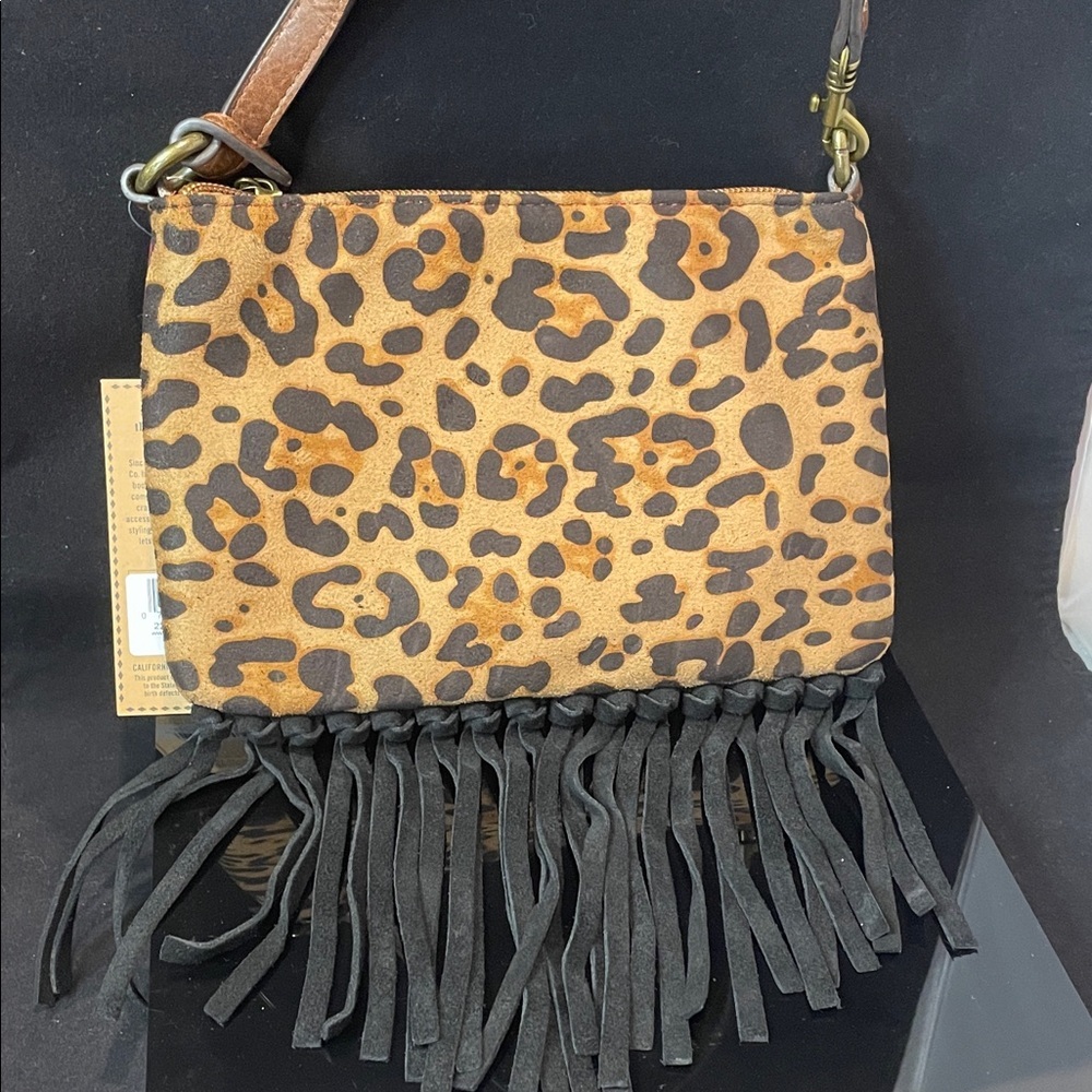 Justin Boots Cheetah Print Convertible Bag with Black Fringe